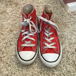 Red high top converse size youth 2